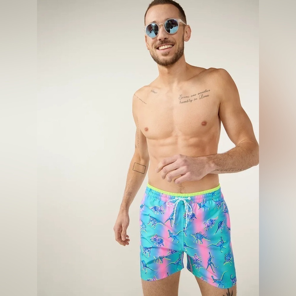 Chubbies Magic Print Classic Swim Trunk in Dino Delights. NWT!